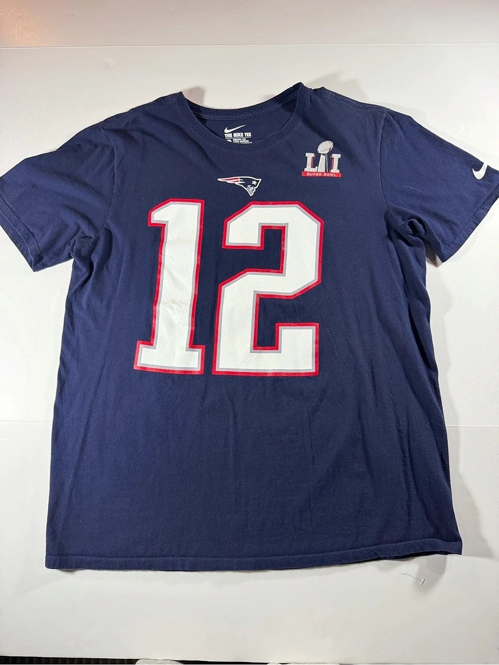 Nike Tom Brady #12 Super Bowl LI Men's Jersey Blue Size Large